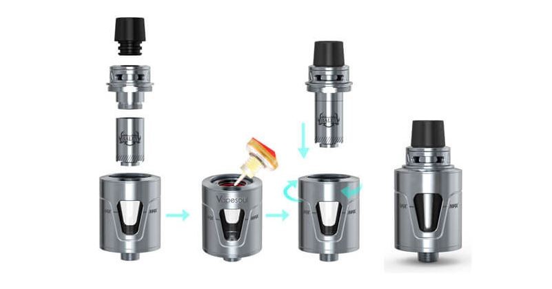 Refilling the tank with an e-cig juice