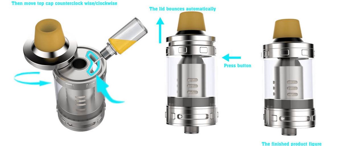 The process of refilling box mod tans with e cig juice